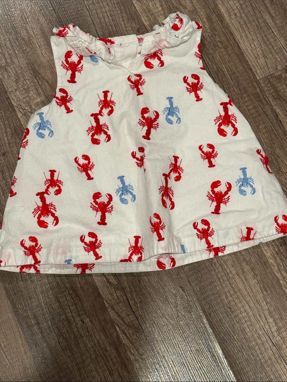 Janie and Jack White Tank Top with Red and Light Blue Lobster Print